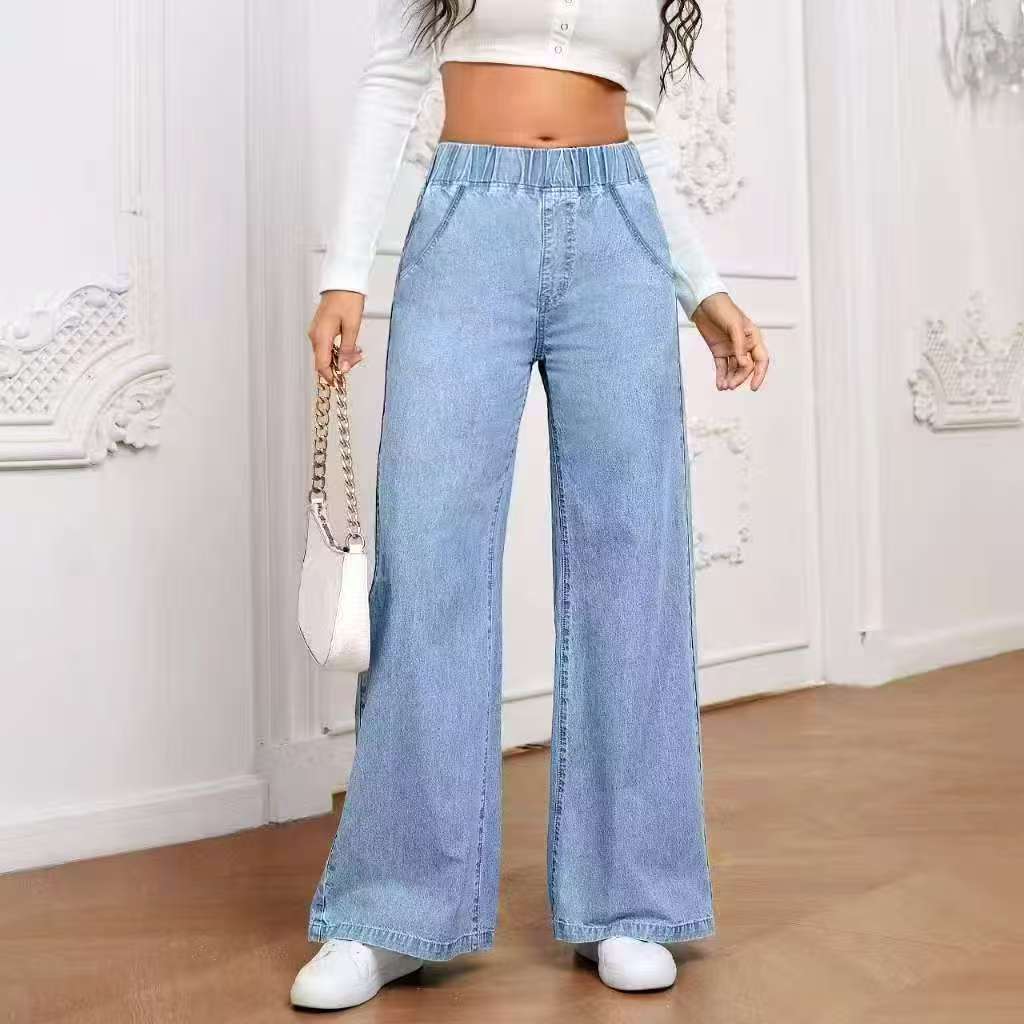 Pantalon en jean ample à taille haute et jambes larges