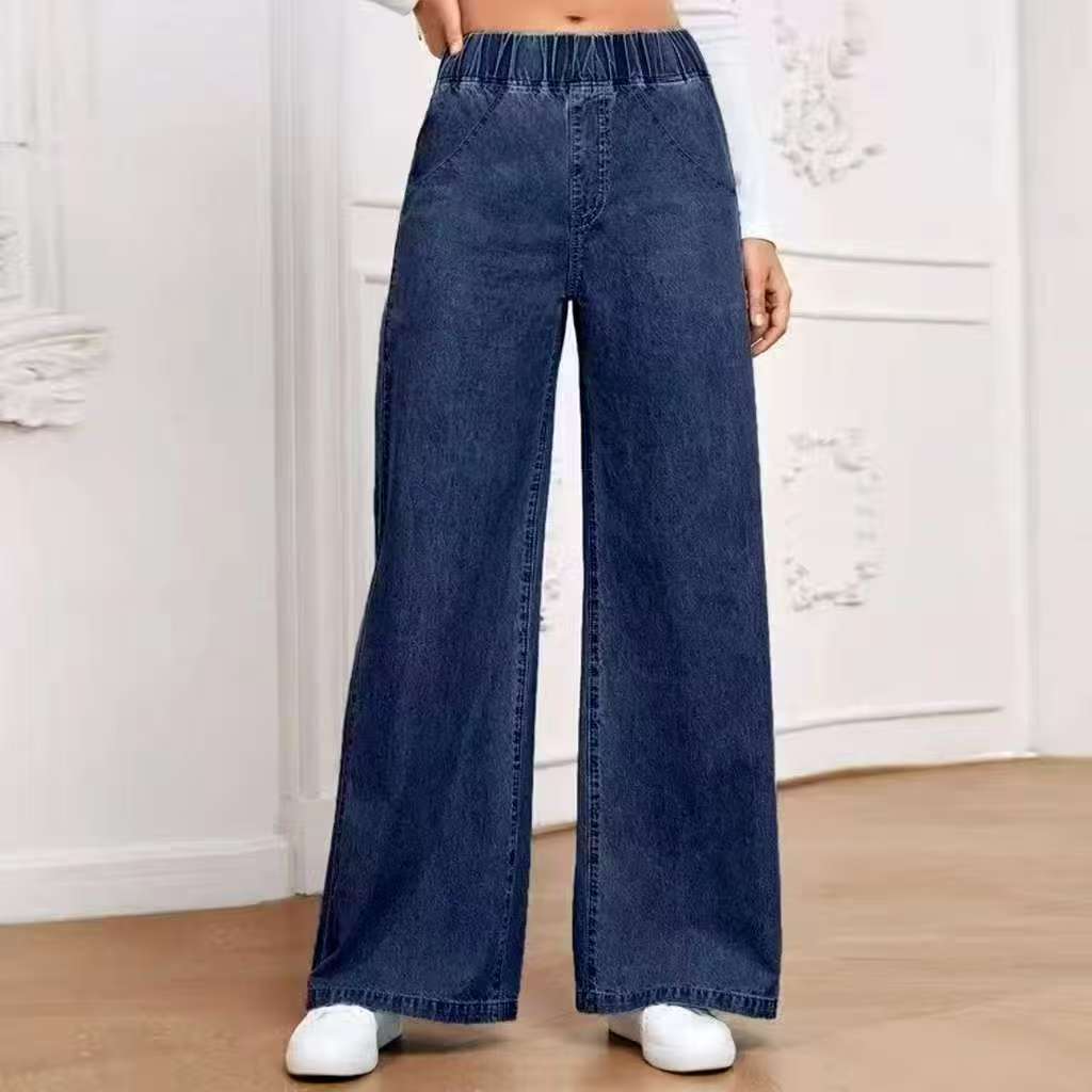 Pantalon en jean ample à taille haute et jambes larges