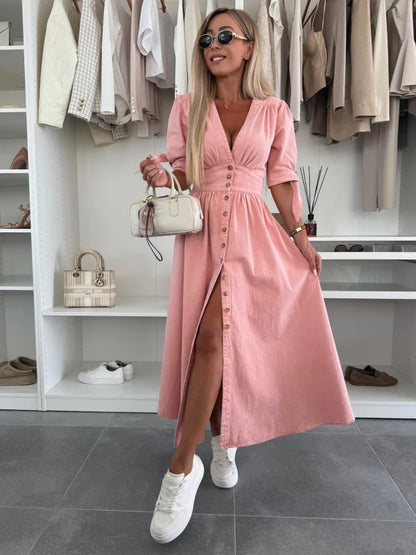 Robe en Jean Sexy à Col en V - Nouvelle Collection