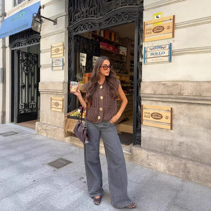 Gilet Tricoté Sans Manches