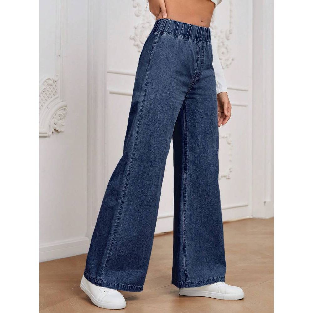 Pantalon en jean ample à taille haute et jambes larges