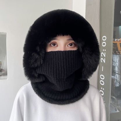 Bonnet 3 en 1 pour femme (Bonnet tricoté + écharpe + cache-oreilles)