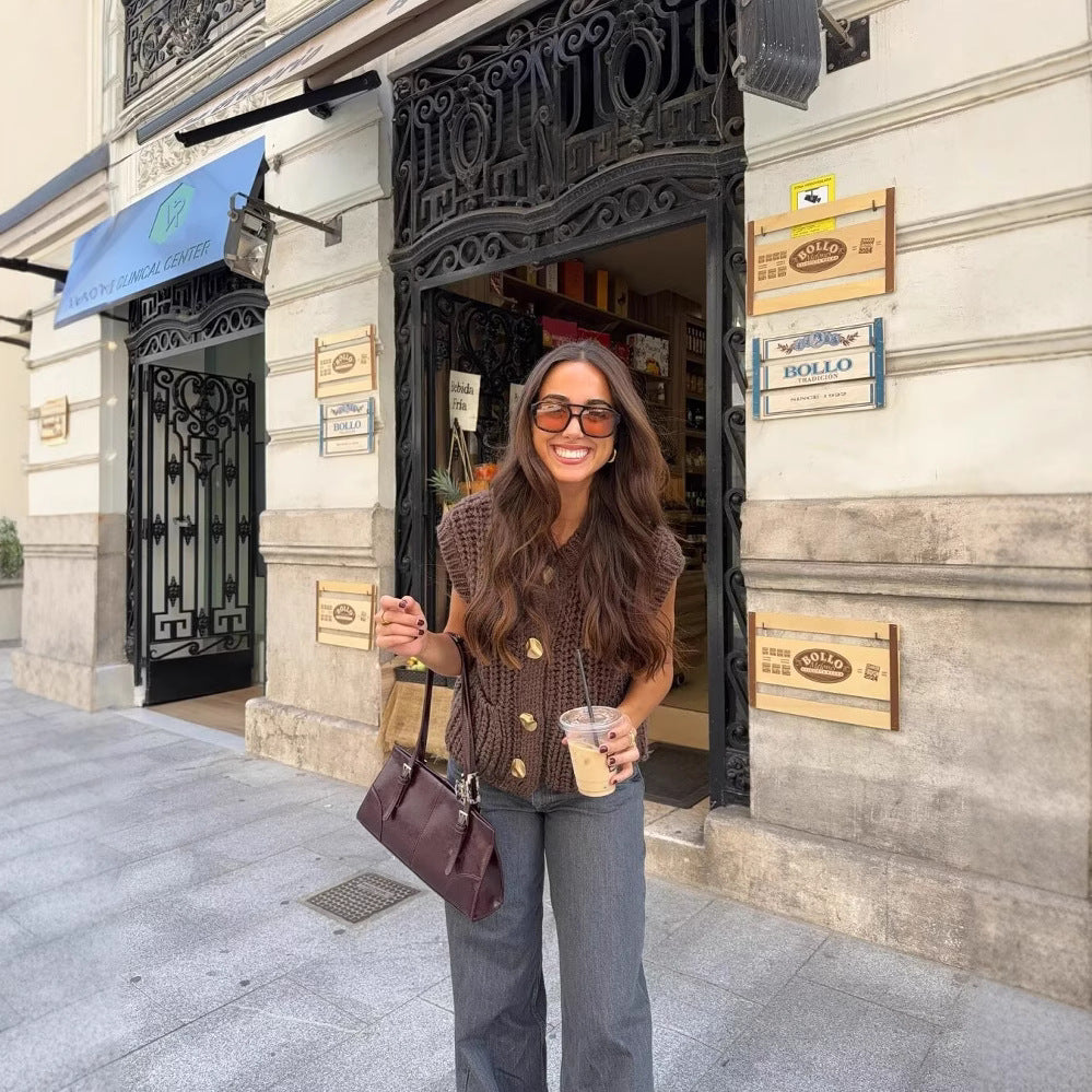 Gilet Tricoté Sans Manches