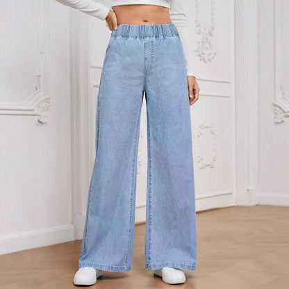 Pantalon en jean ample à taille haute et jambes larges